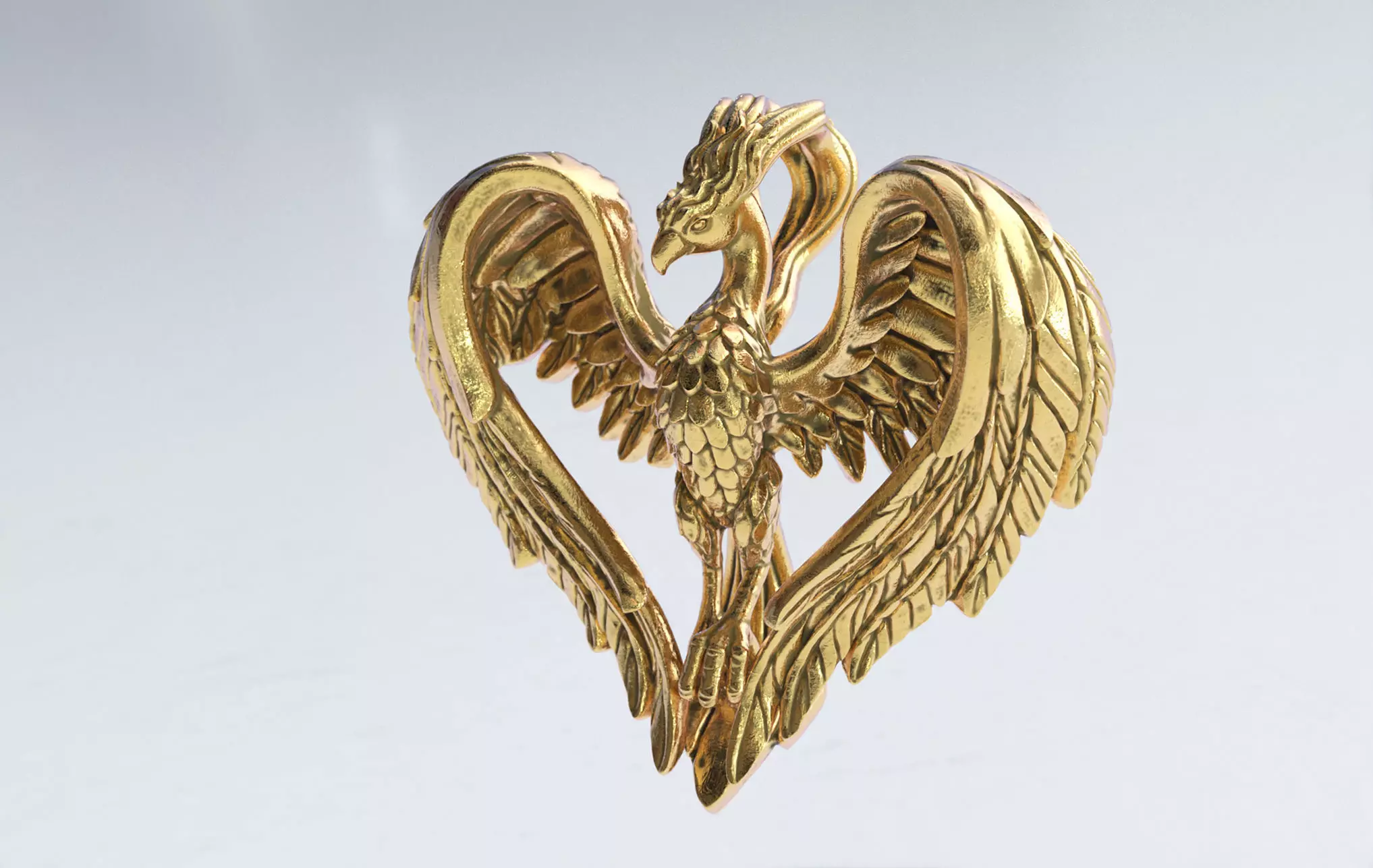 Phoenix Heart Pendant 3D print model_0