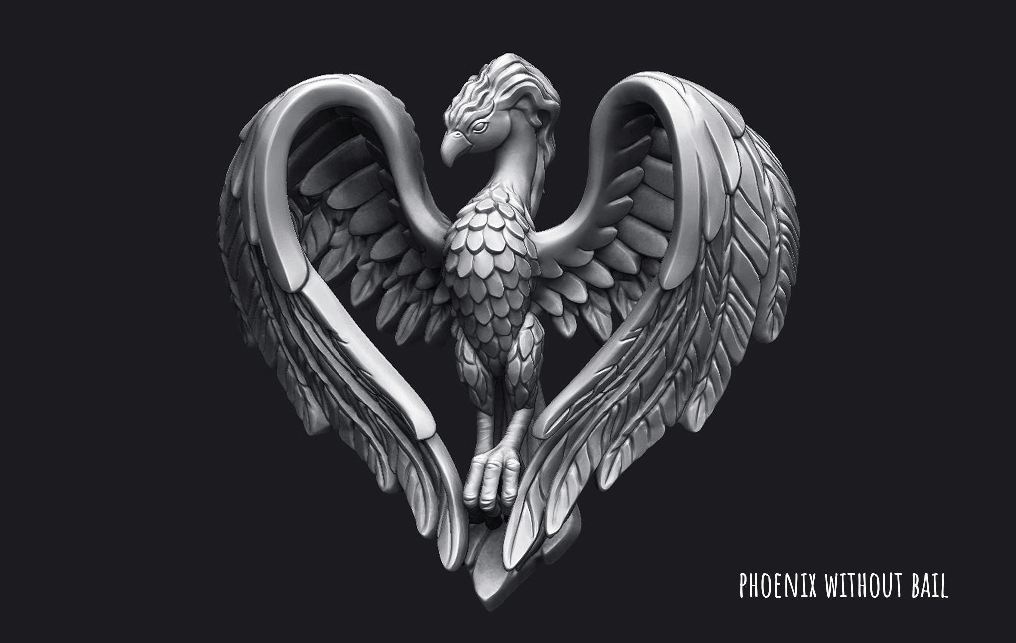 Phoenix Heart Pendant 3D print model_13