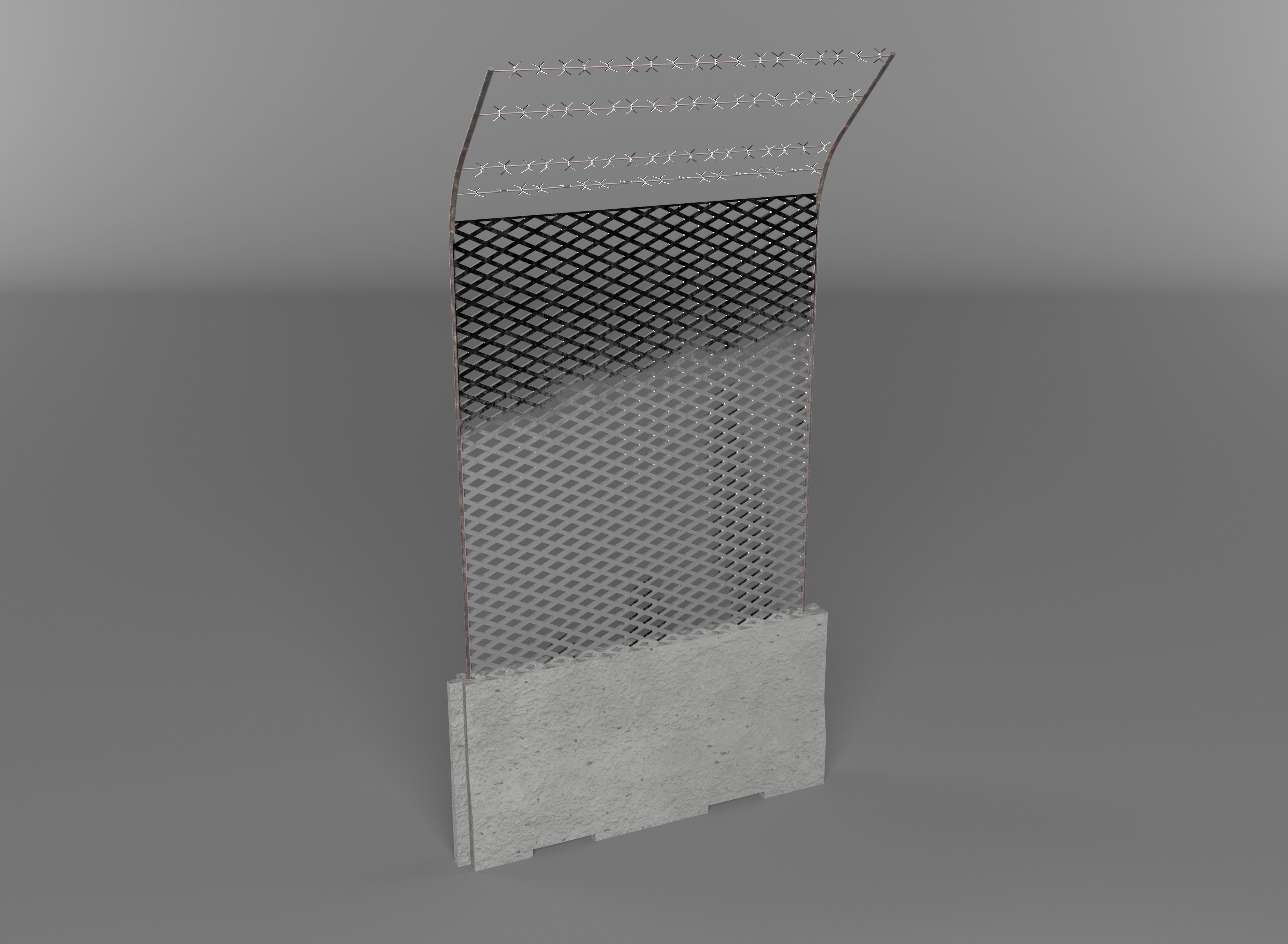 concrete barricade bundle Low-poly 3D model_7