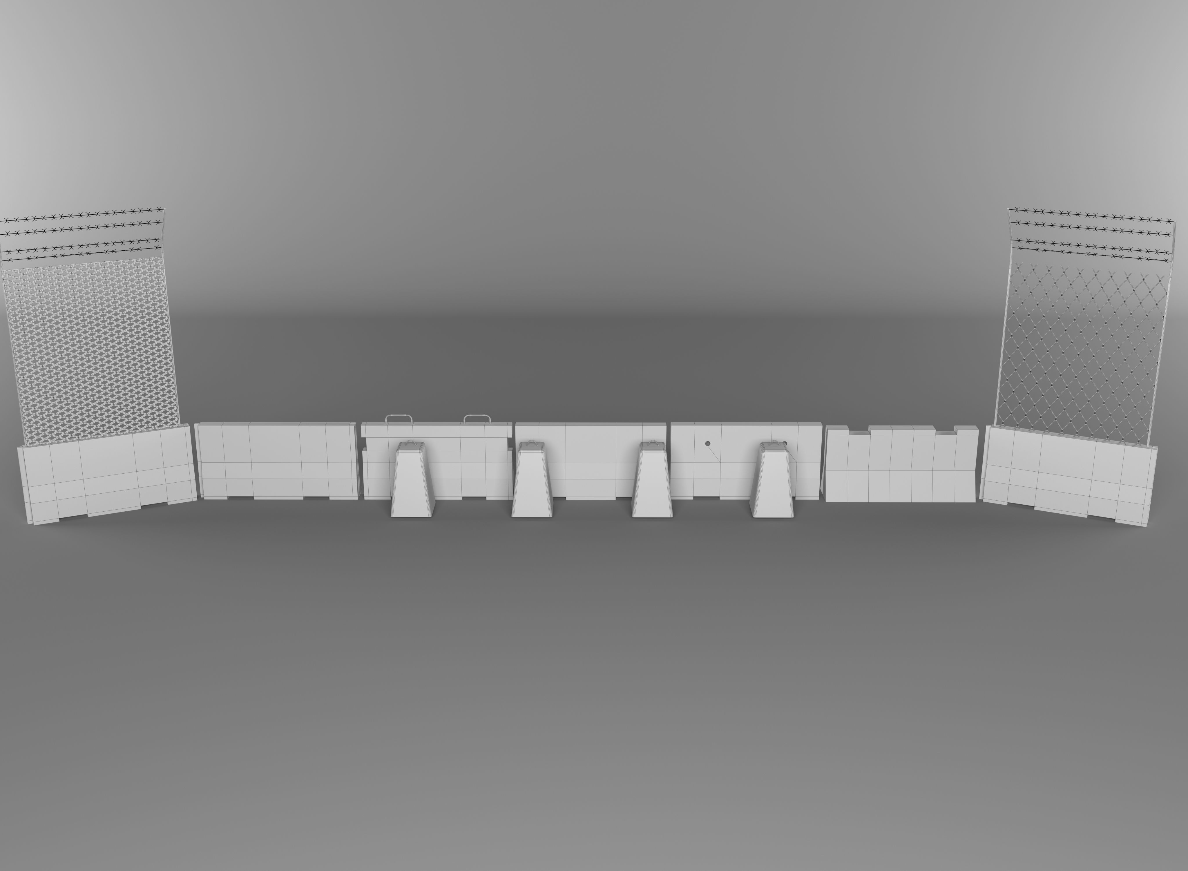 concrete barricade bundle Low-poly 3D model_9
