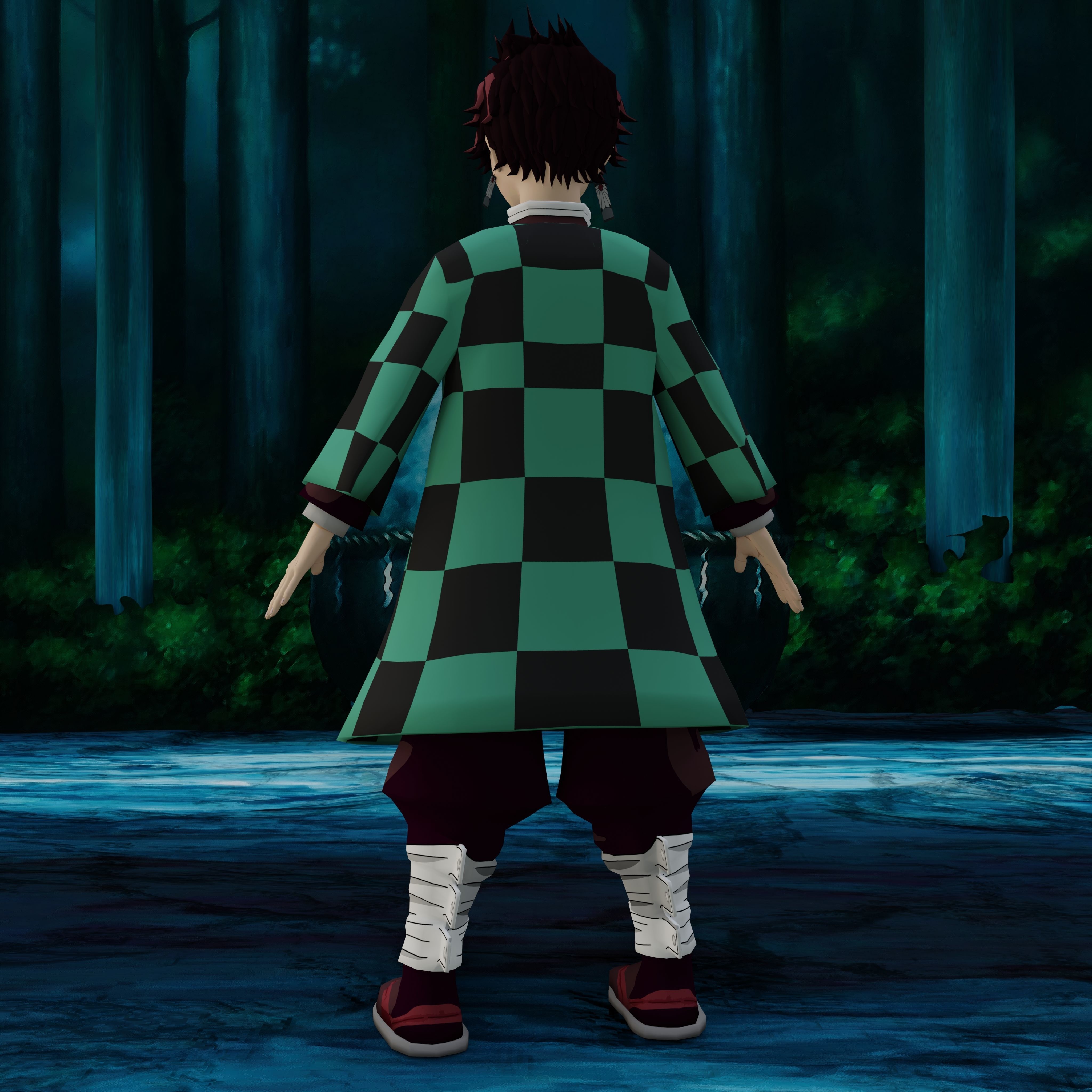 Demon Slayer Tanjiro Rigged Low Poly PBR Low-poly 3D model_24