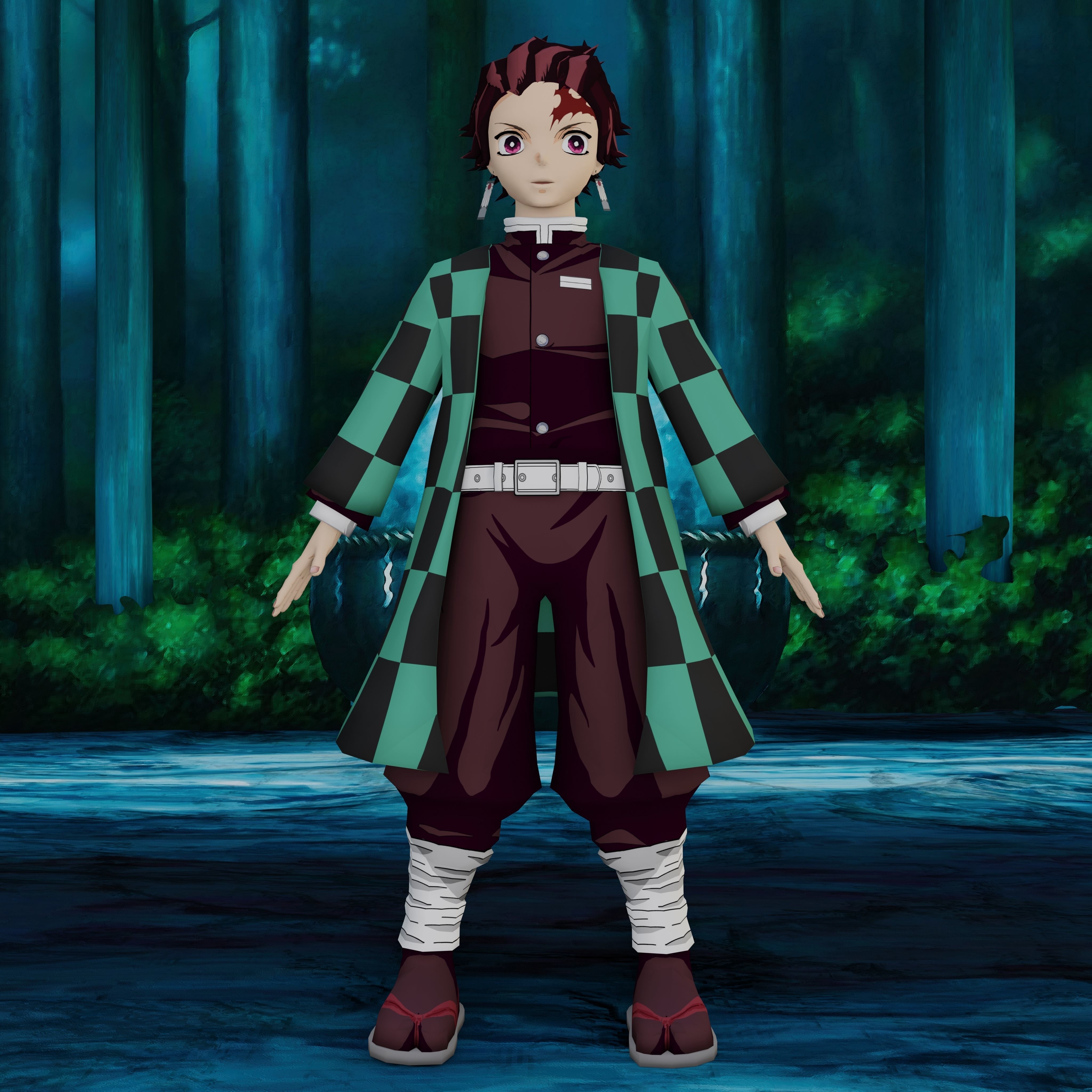 Demon Slayer Tanjiro Rigged Low Poly PBR Low-poly 3D model_12