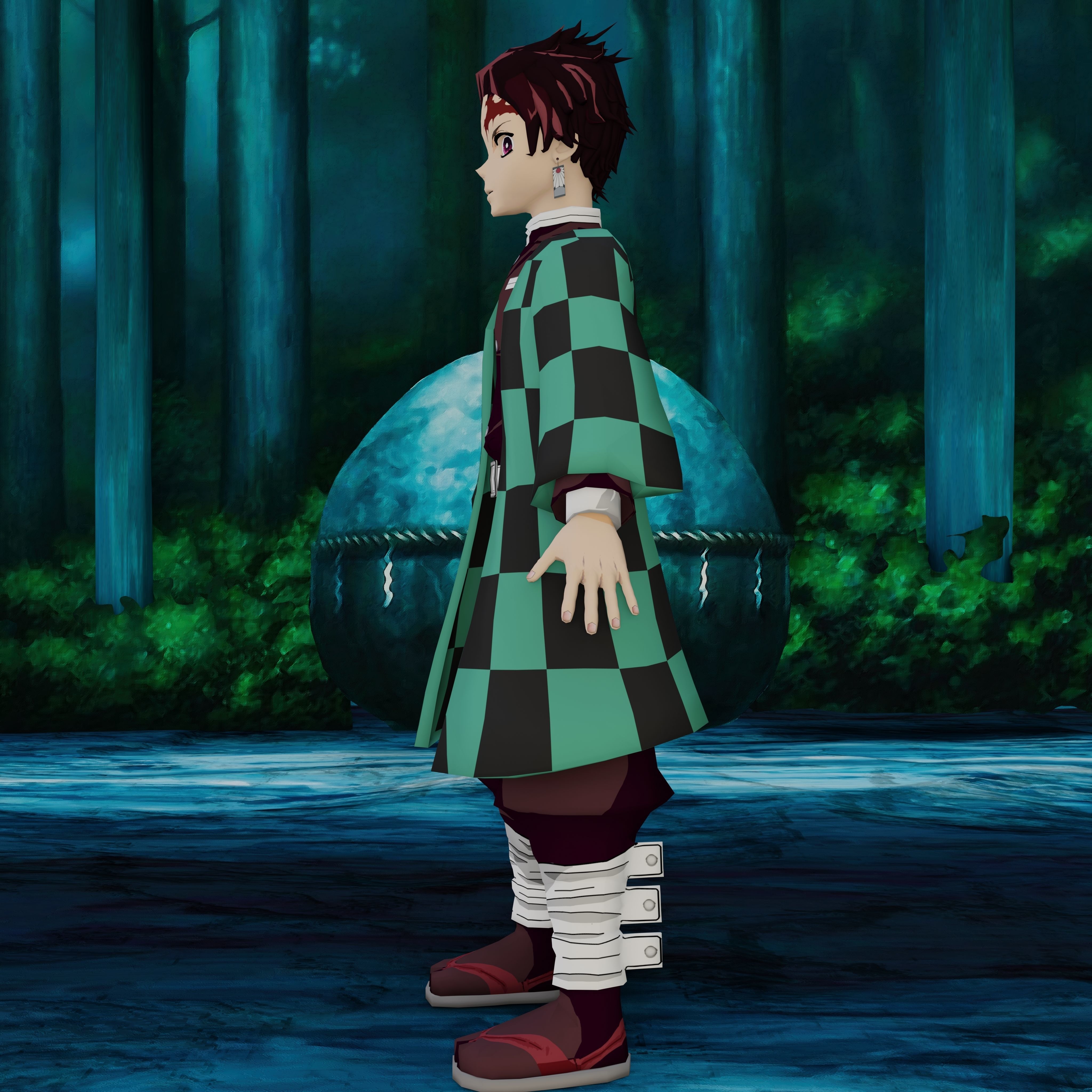 Demon Slayer Tanjiro Rigged Low Poly PBR Low-poly 3D model_18