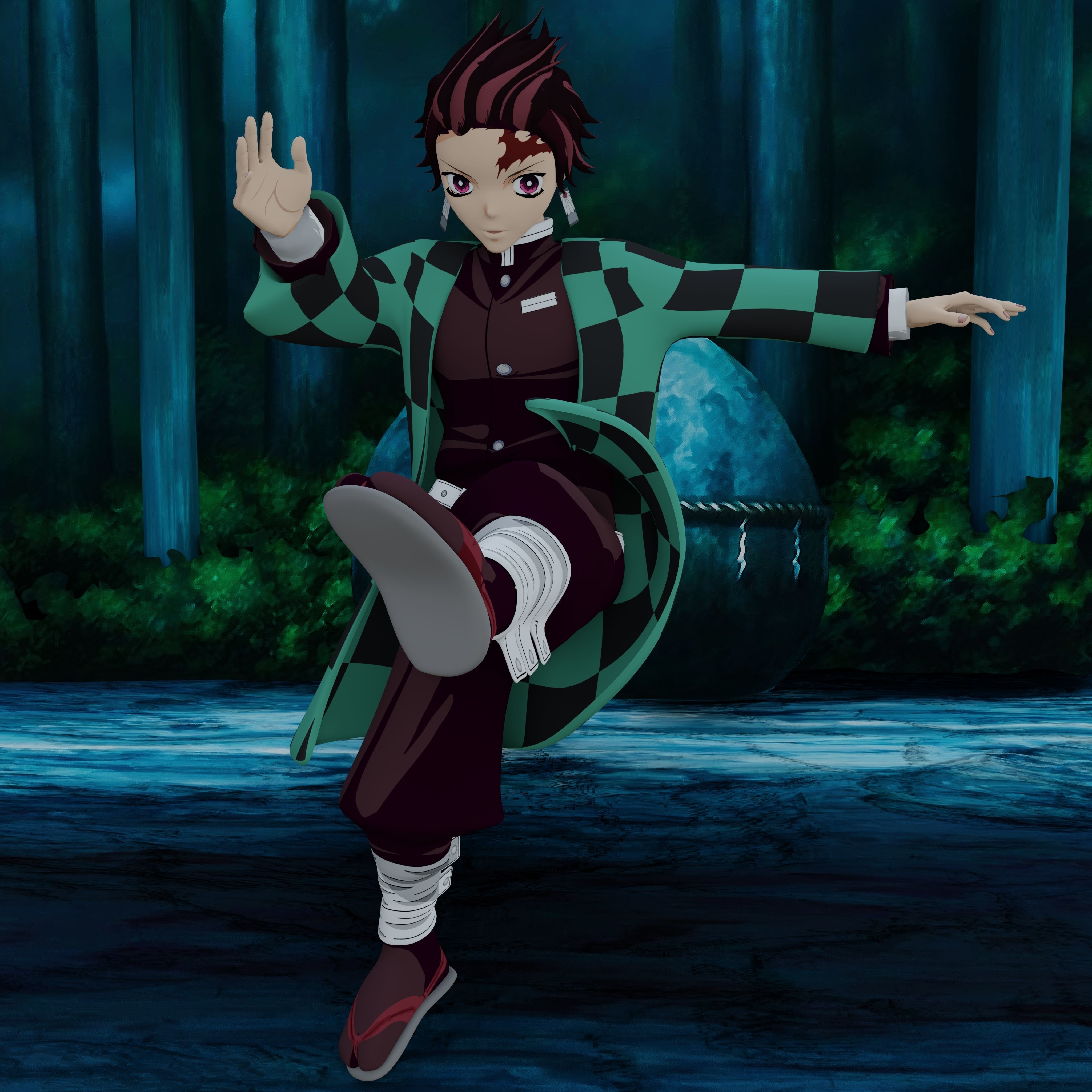 Demon Slayer Tanjiro Rigged Low Poly PBR Low-poly 3D model_8