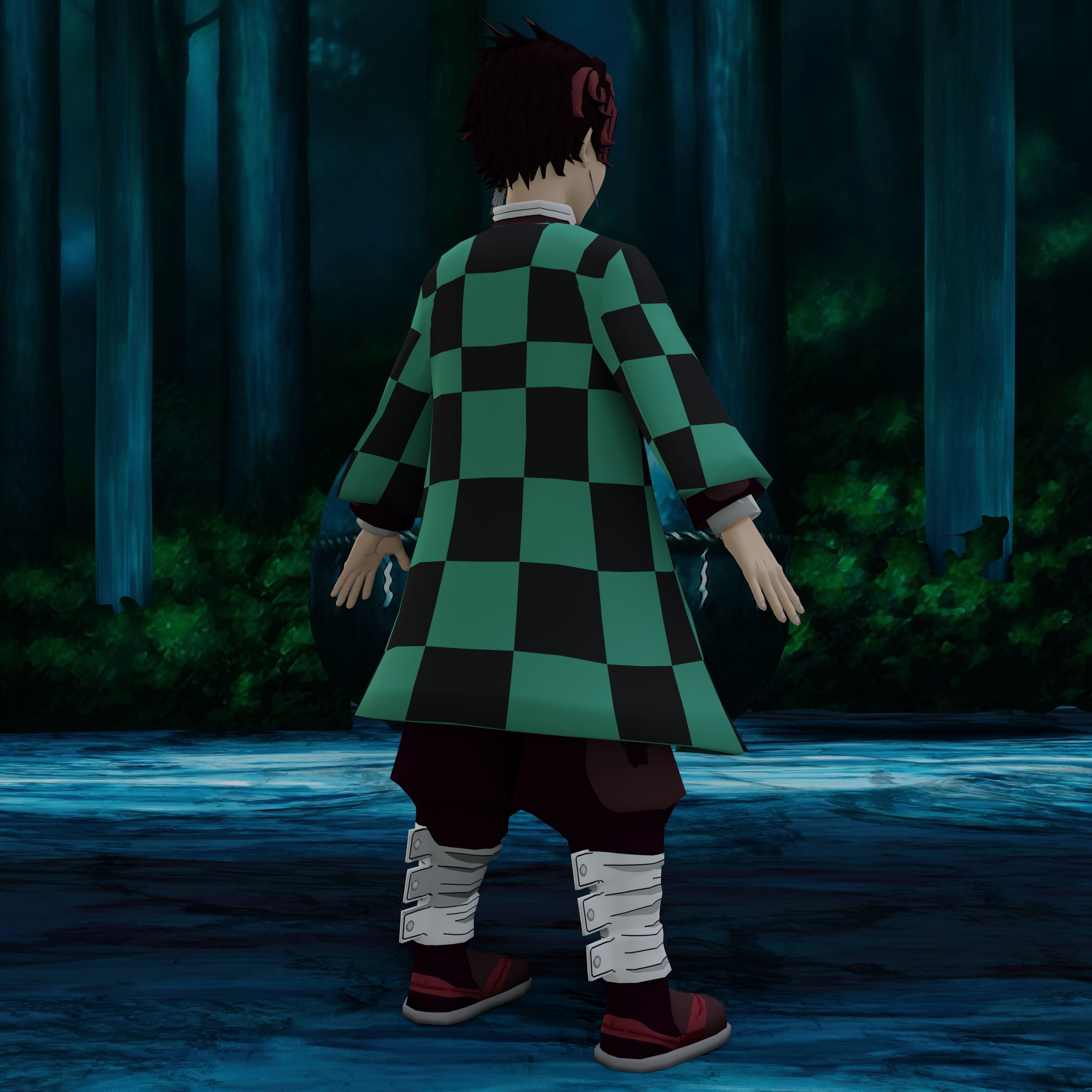 Demon Slayer Tanjiro Rigged Low Poly PBR Low-poly 3D model_26