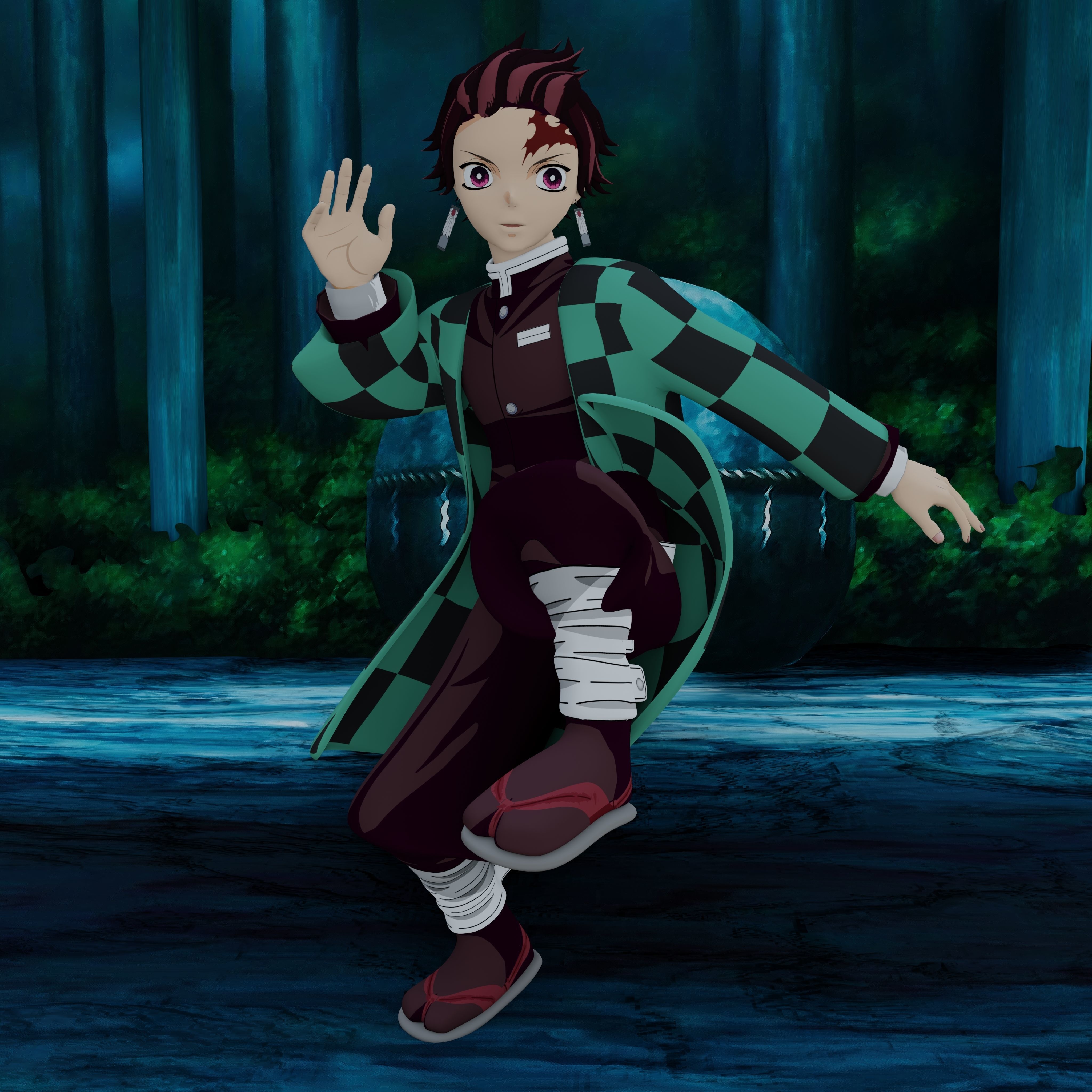 Demon Slayer Tanjiro Rigged Low Poly PBR Low-poly 3D model_7