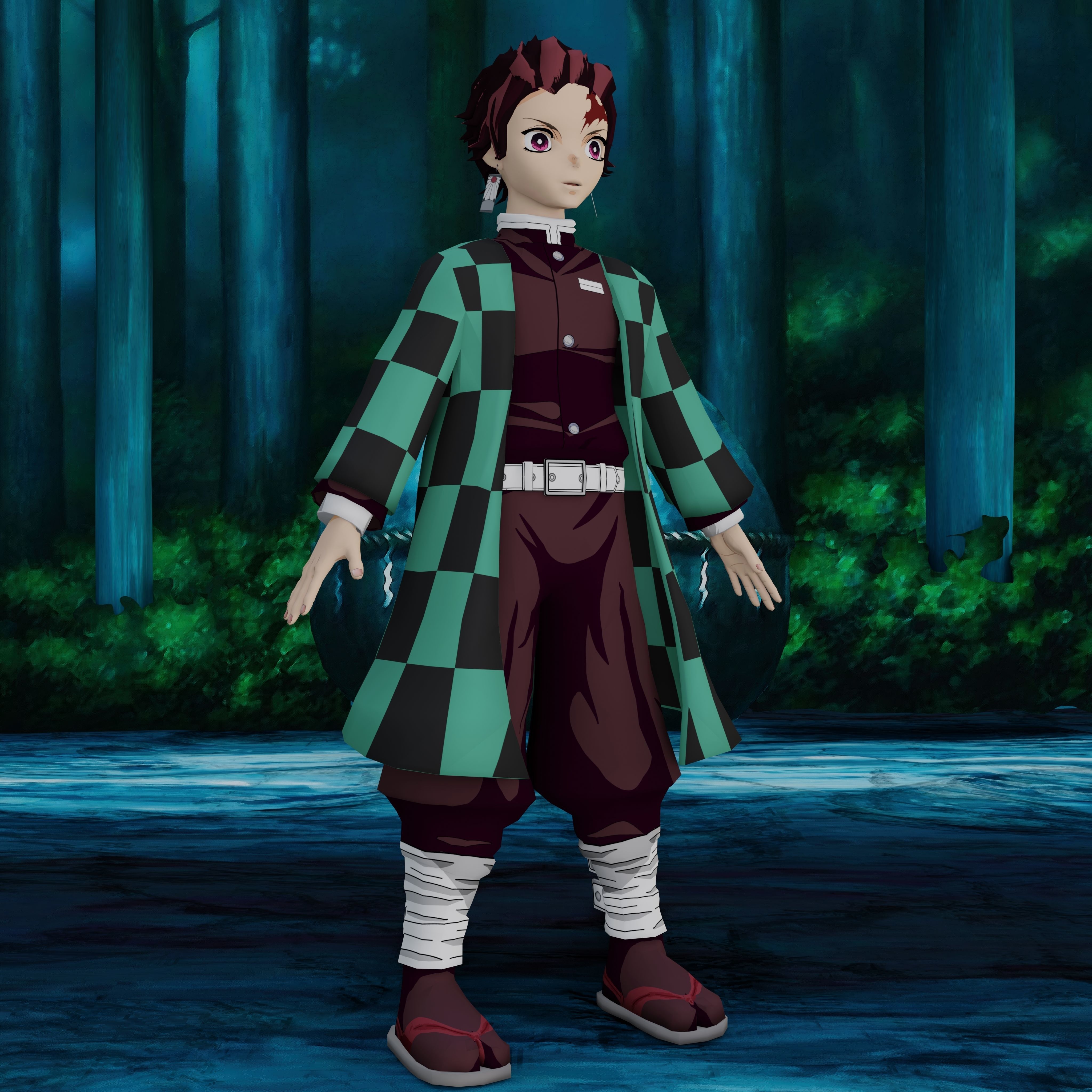 Demon Slayer Tanjiro Rigged Low Poly PBR Low-poly 3D model_32