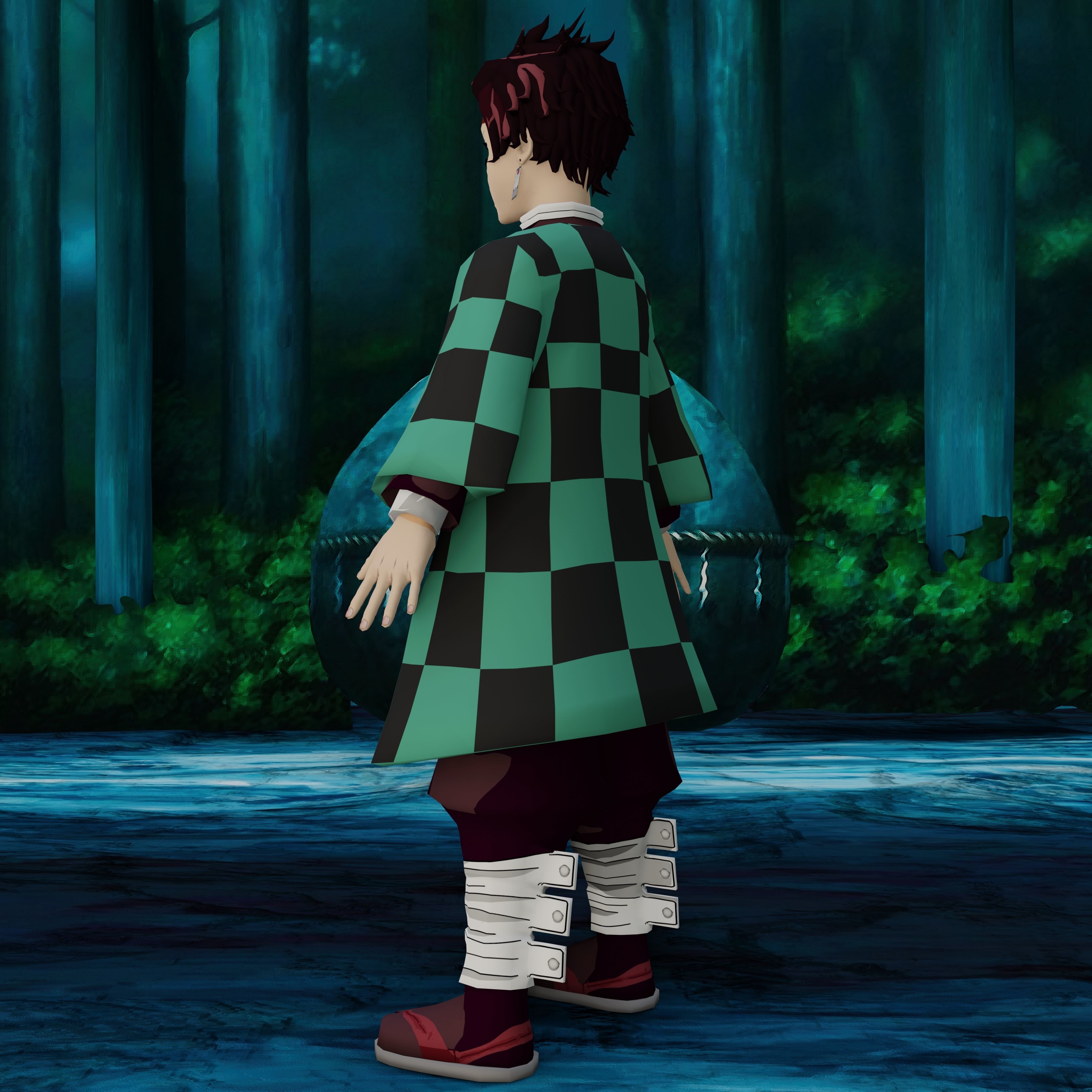 Demon Slayer Tanjiro Rigged Low Poly PBR Low-poly 3D model_22