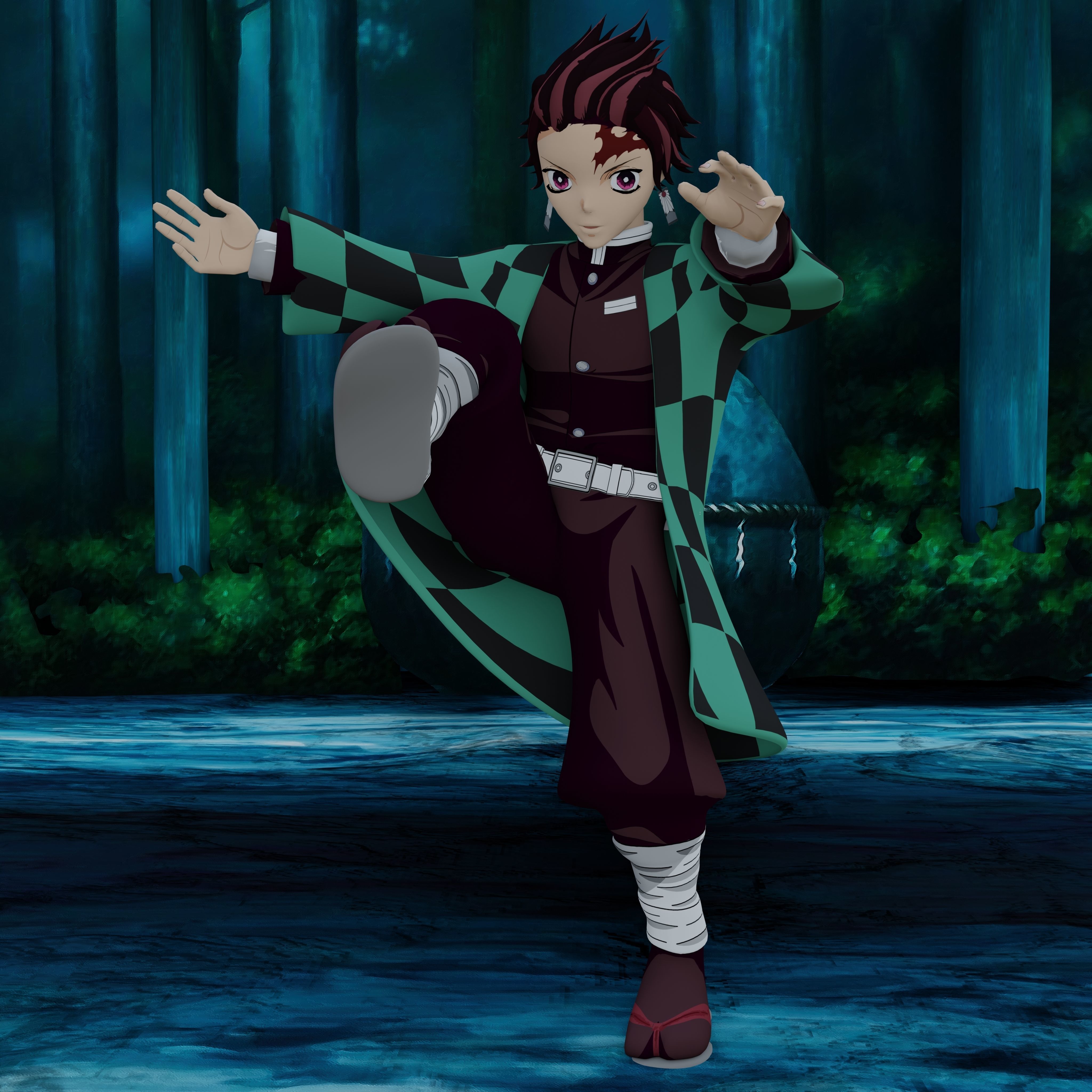 Demon Slayer Tanjiro Rigged Low Poly PBR Low-poly 3D model_6