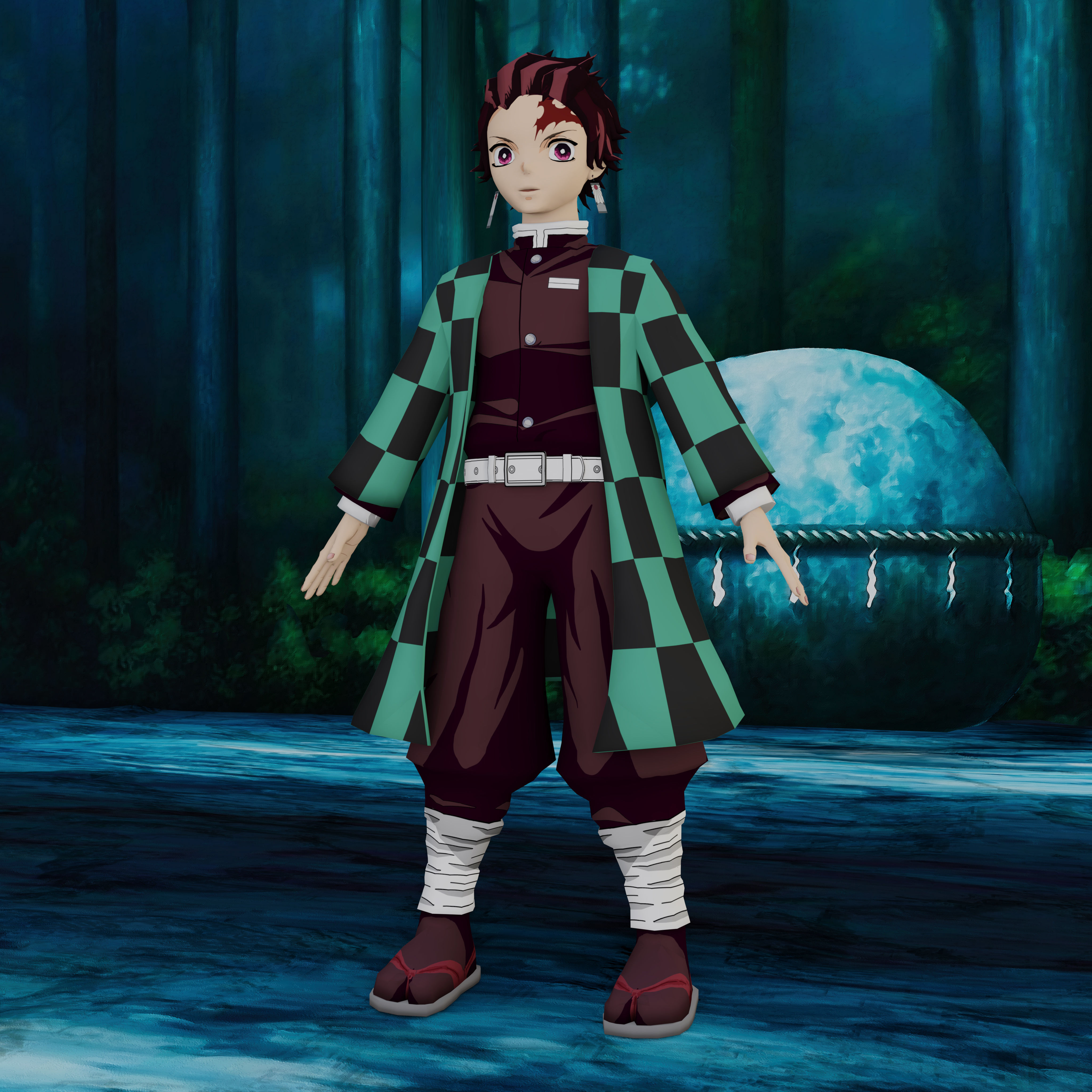 Demon Slayer Tanjiro Rigged Low Poly PBR Low-poly 3D model_10