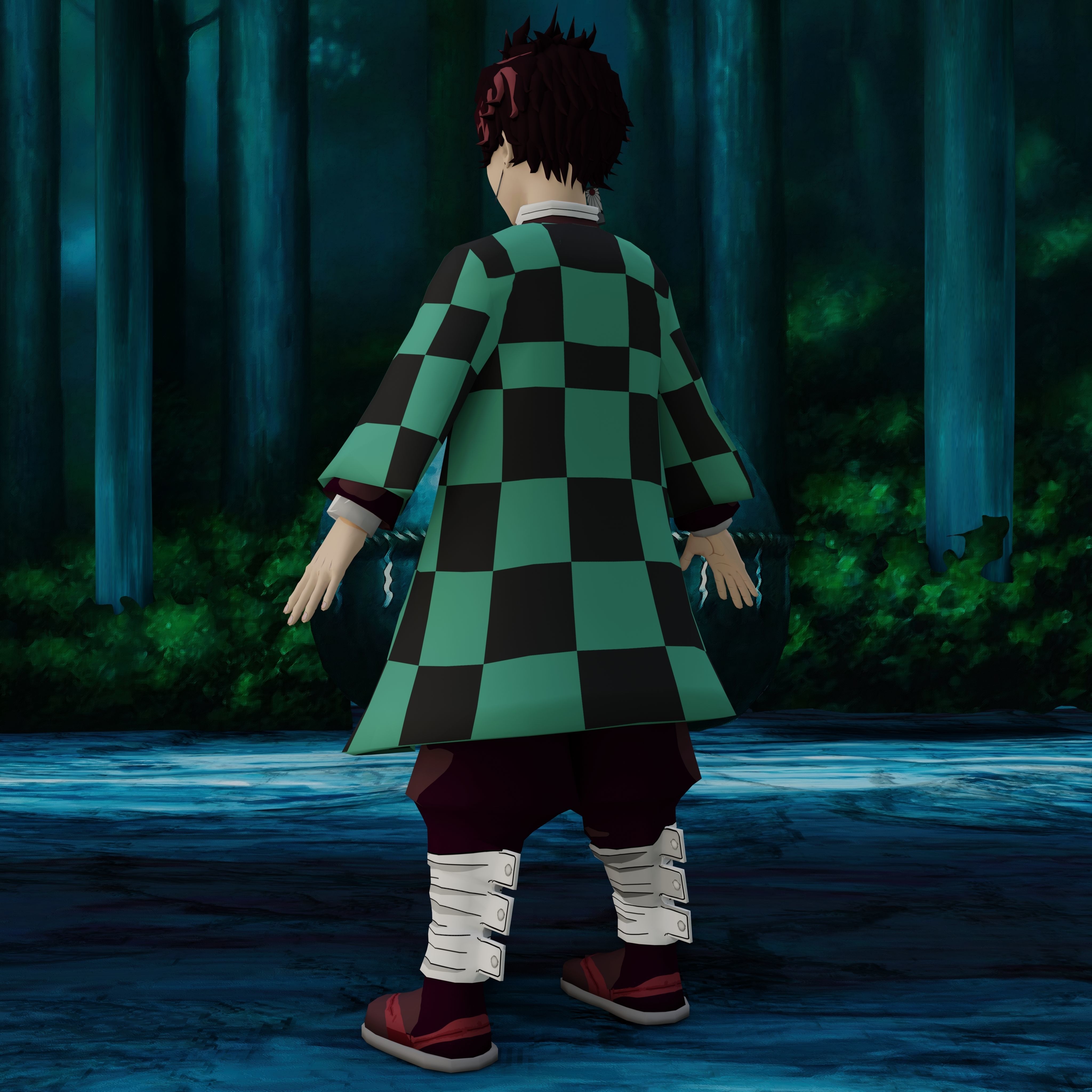 Demon Slayer Tanjiro Rigged Low Poly PBR Low-poly 3D model_23