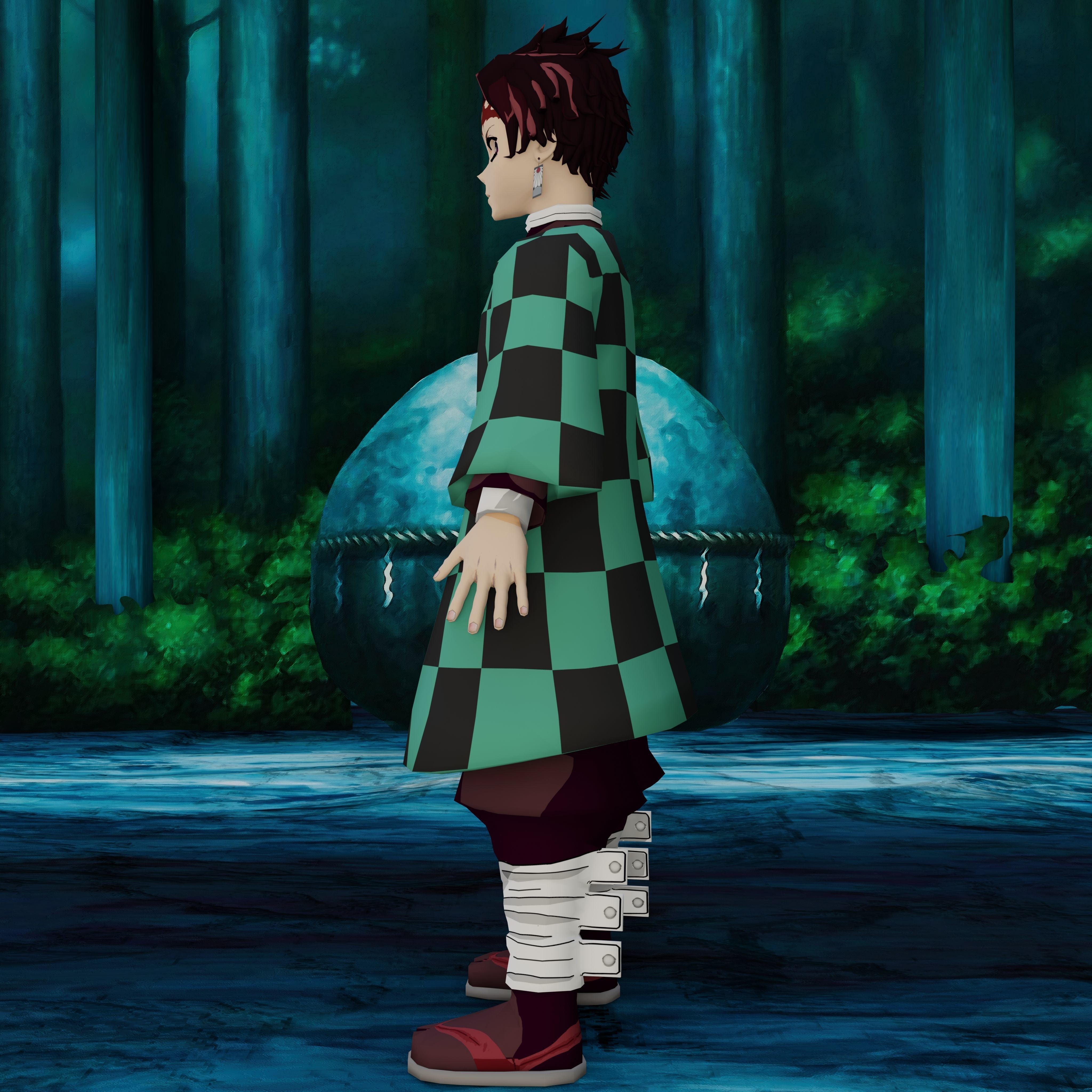 Demon Slayer Tanjiro Rigged Low Poly PBR Low-poly 3D model_19