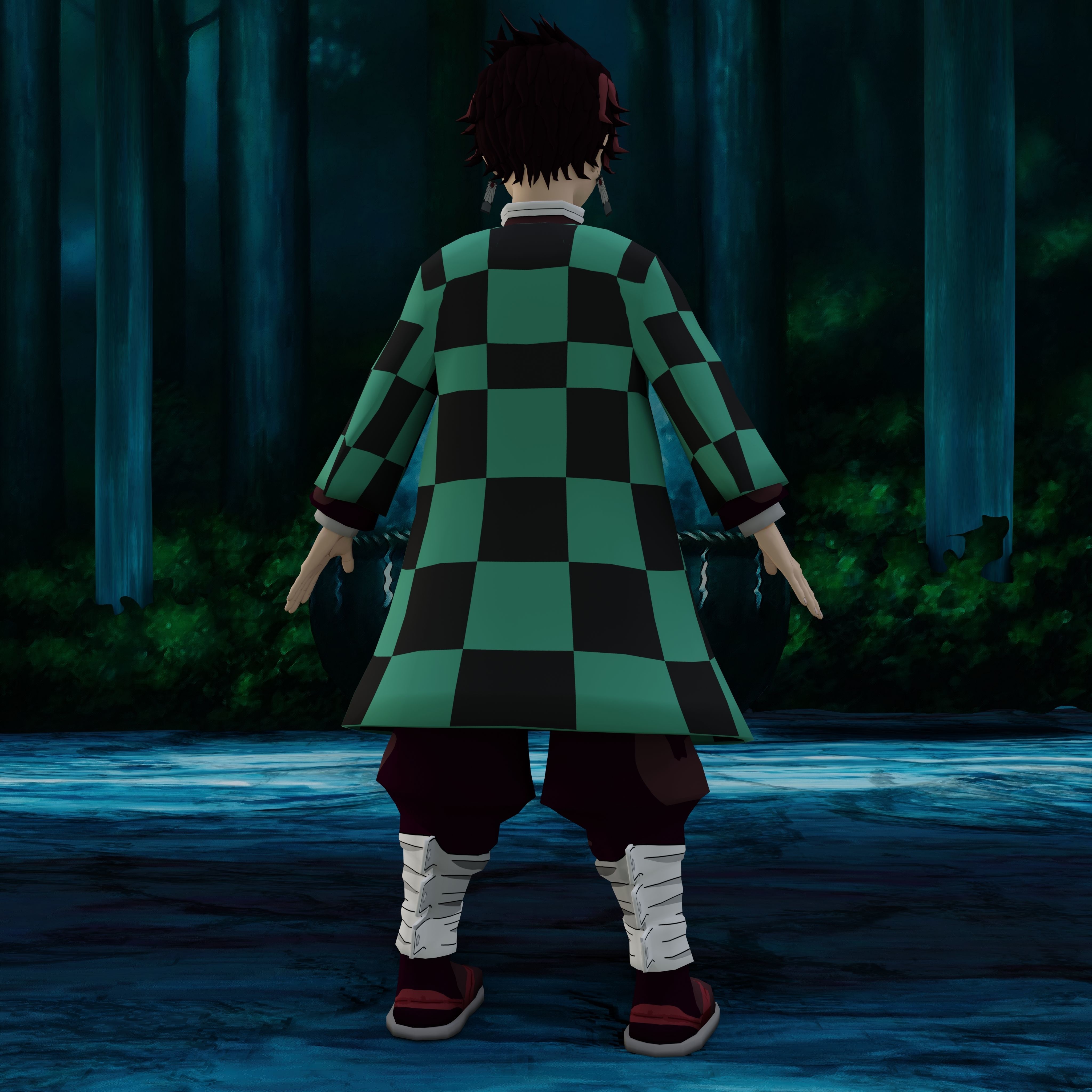 Demon Slayer Tanjiro Rigged Low Poly PBR Low-poly 3D model_25