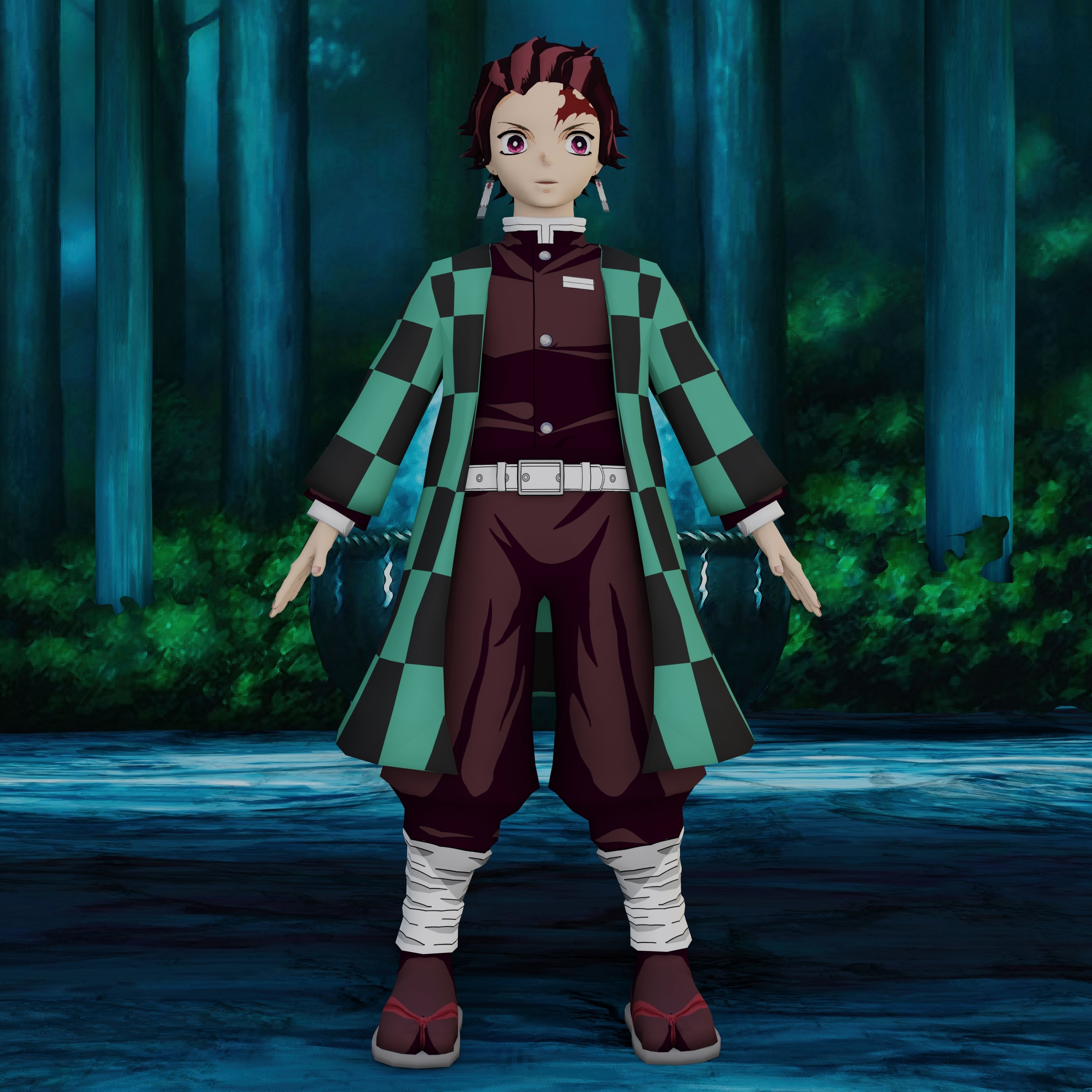 Demon Slayer Tanjiro Rigged Low Poly PBR Low-poly 3D model_20