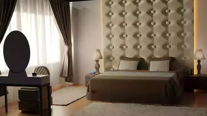 Bedroom modern with walls and furniture