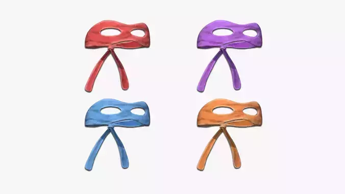 04 Turtle Ninja Masks - Bandana Character Design 3D Model Collection