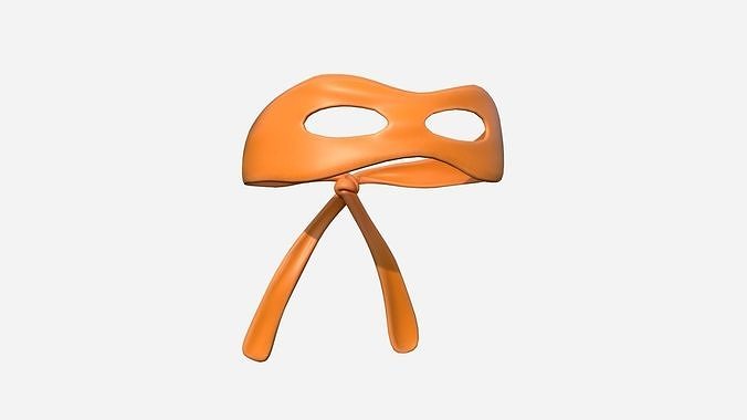Turtle Ninja Mask 06 Orange Cartoon - Bandana Character Design Low-poly 3D model