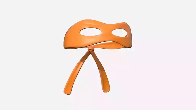 Turtle Ninja Mask 06 Orange Cartoon - Bandana Character Design Low-poly 3D model