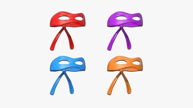 04 Turtle Ninja Masks Cartoon - Bandana Character Design 3D Model Collection
