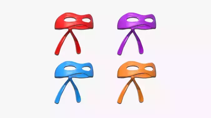04 Turtle Ninja Masks Cartoon - Bandana Character Design 3D Model Collection