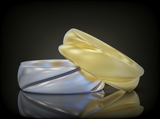 Promise rings wedding rings set for couple 3D print model
