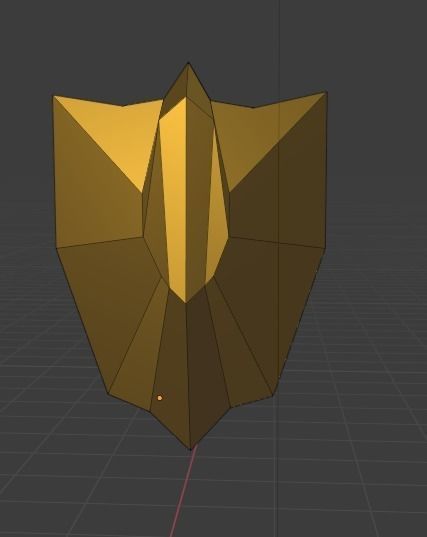 Golden Metallic Shield Low-poly 3D model_2
