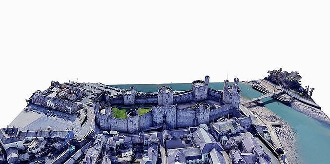 Caernarfon Castle Low-poly 3D model 3