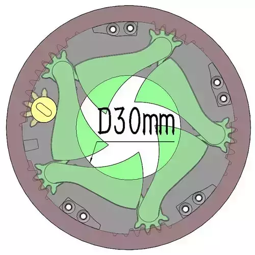 3DP5BLROD30A 3D printable Mechanical Iris shutter diaphragm diy 3D print model