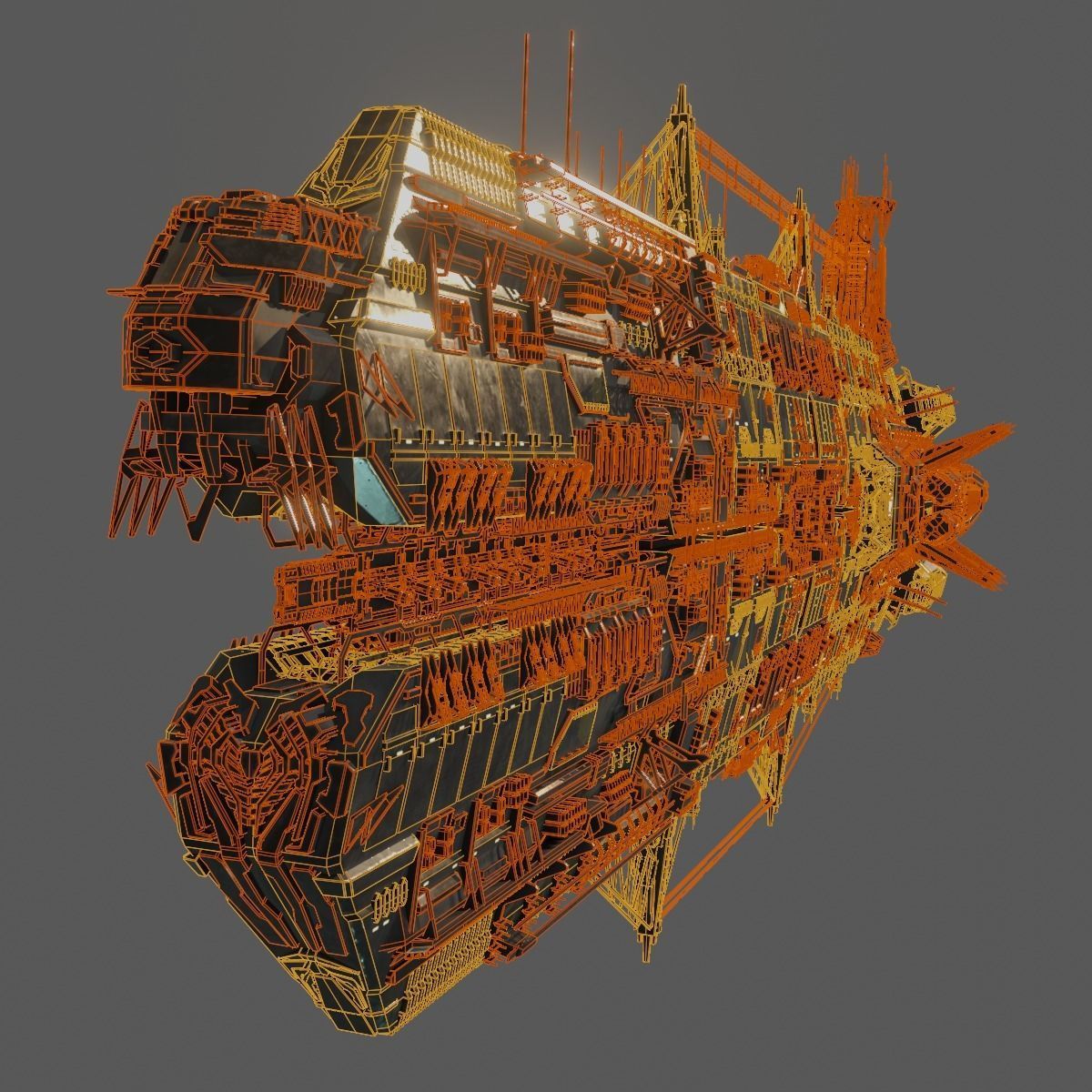 Heavy Skyship Spaceship Classic Style 3D model_19