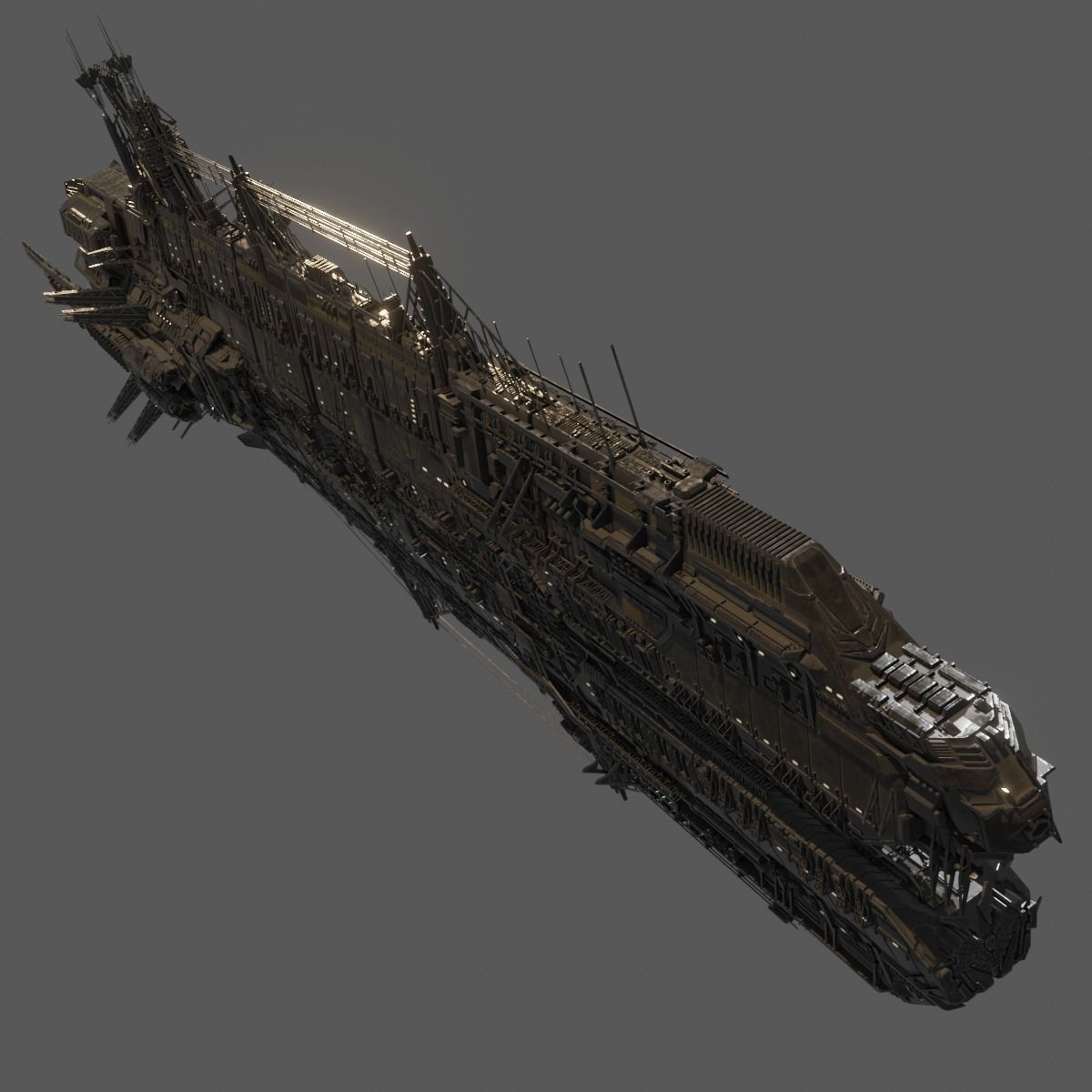 Heavy Skyship Spaceship Classic Style 3D model_8