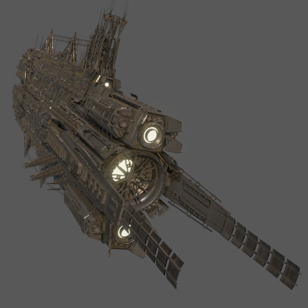 Heavy Skyship Spaceship Classic Style 3D model_5