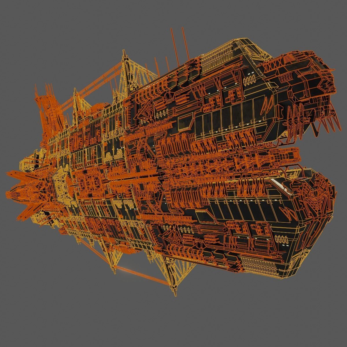 Heavy Skyship Spaceship Classic Style 3D model_17