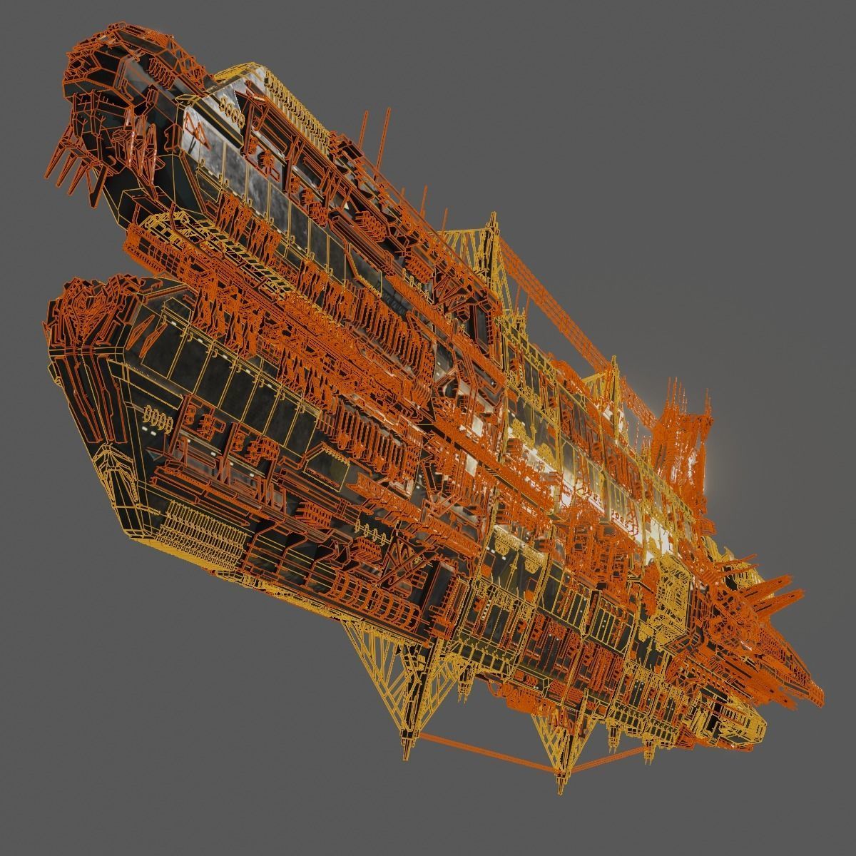 Heavy Skyship Spaceship Classic Style 3D model_21