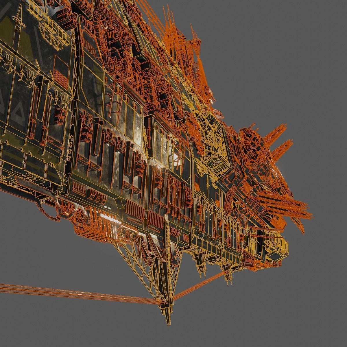 Heavy Skyship Spaceship Classic Style 3D model_23