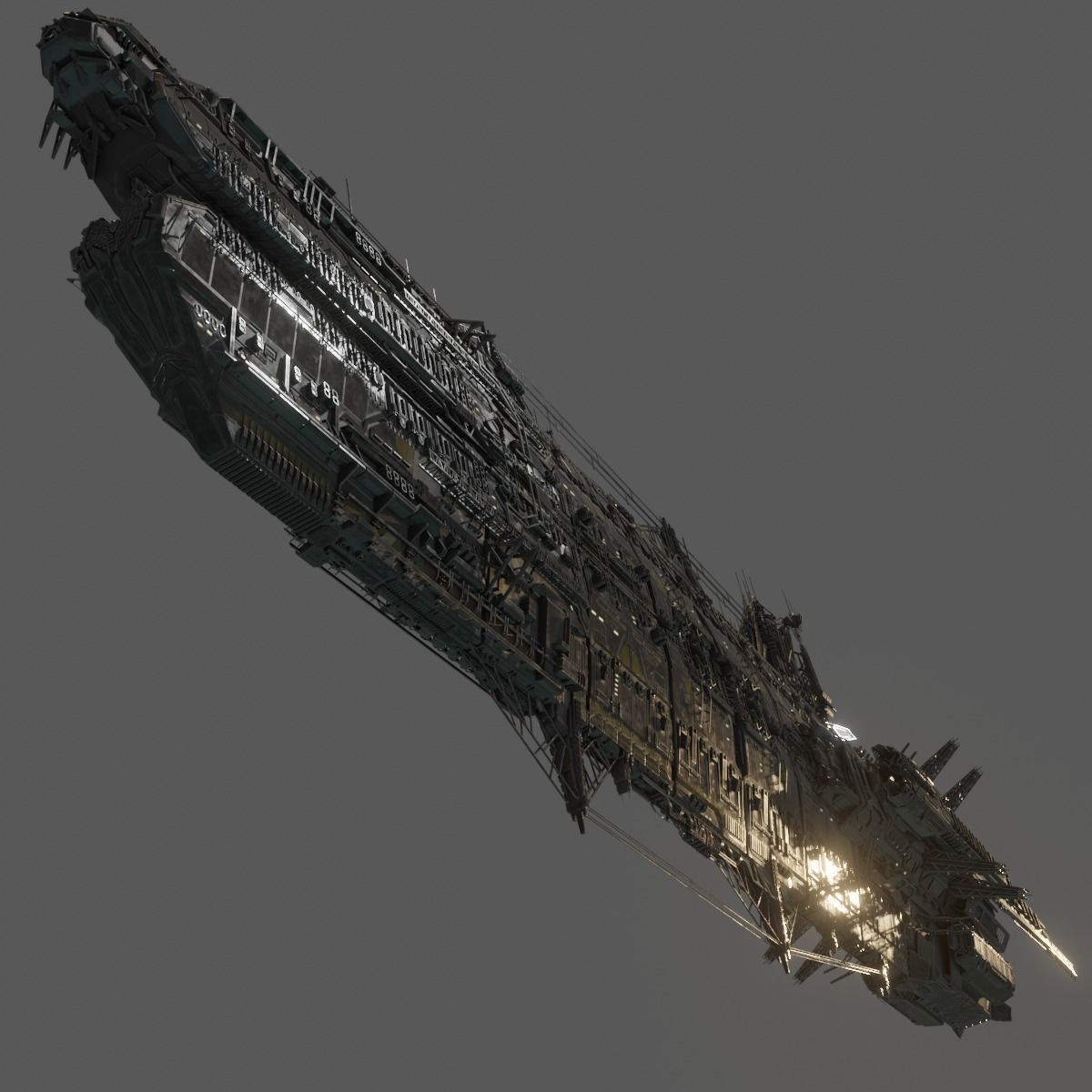 Heavy Skyship Spaceship Classic Style 3D model_11
