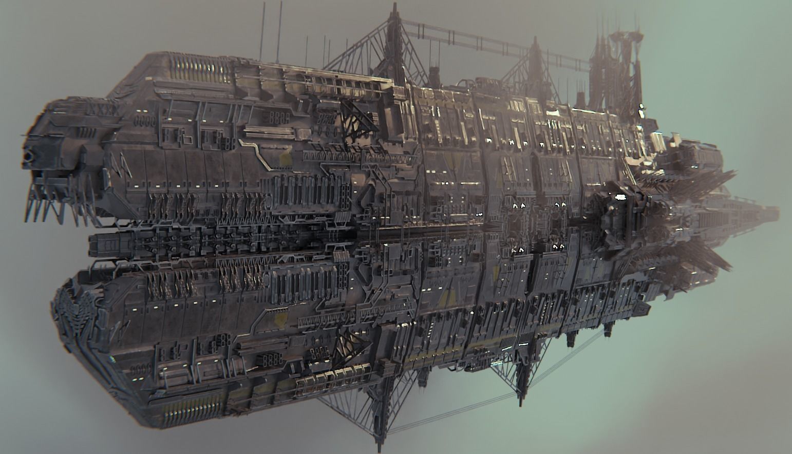 Heavy Skyship Spaceship Classic Style 3D model_0