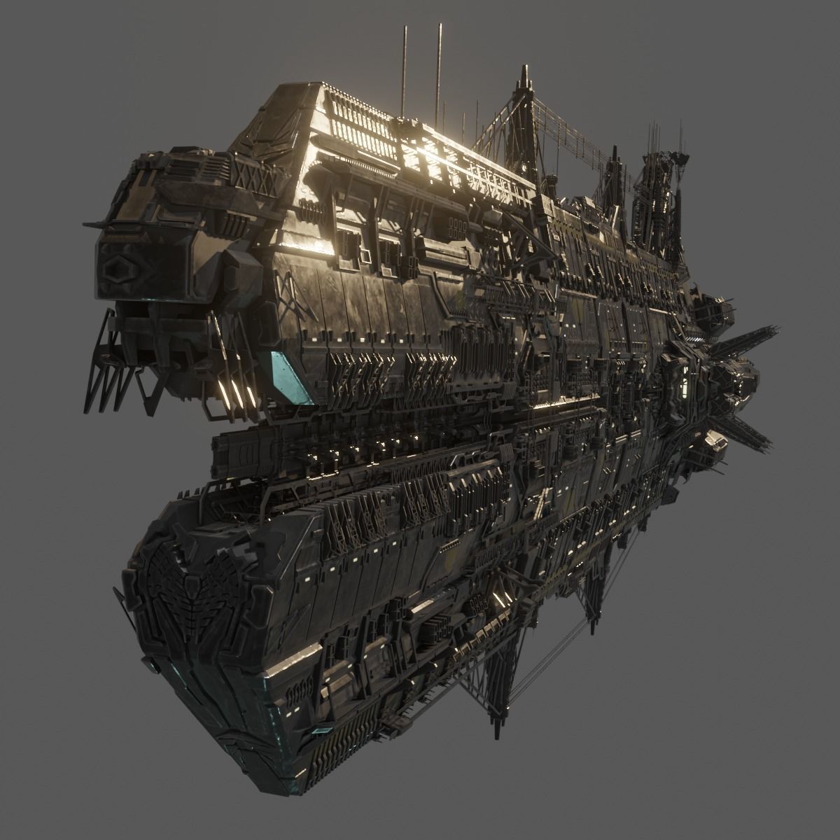 Heavy Skyship Spaceship Classic Style 3D model_9