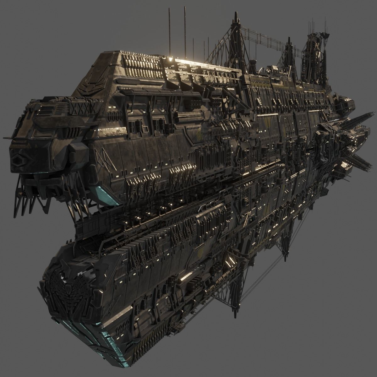 Heavy Skyship Spaceship Classic Style 3D model_1
