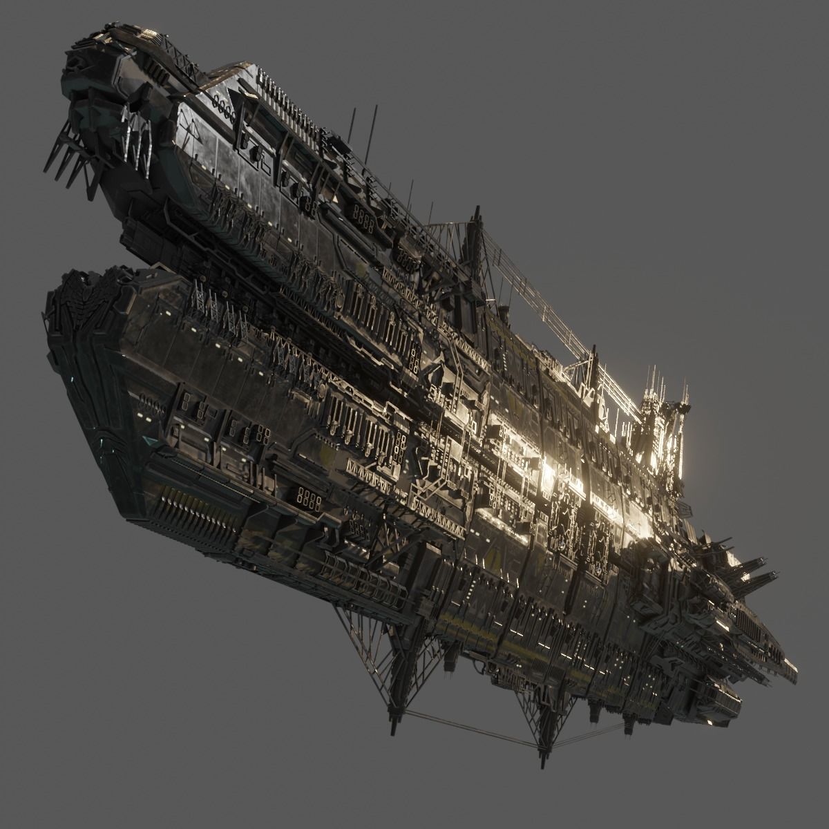 Heavy Skyship Spaceship Classic Style 3D model_2