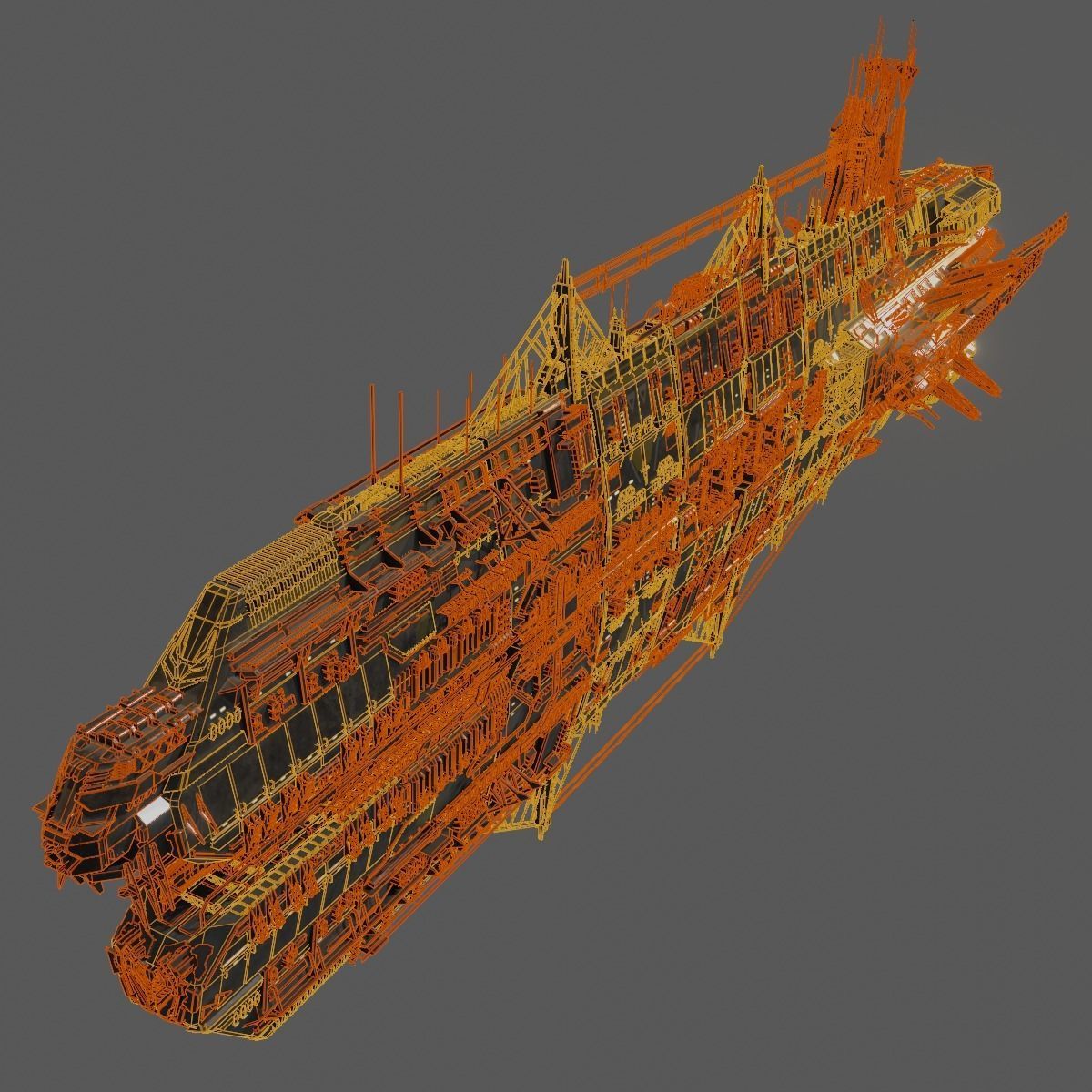 Heavy Skyship Spaceship Classic Style 3D model_20
