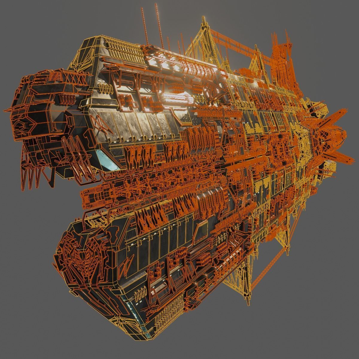 Heavy Skyship Spaceship Classic Style 3D model_24