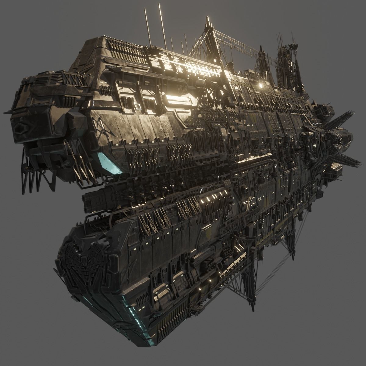 Heavy Skyship Spaceship Classic Style 3D model_3