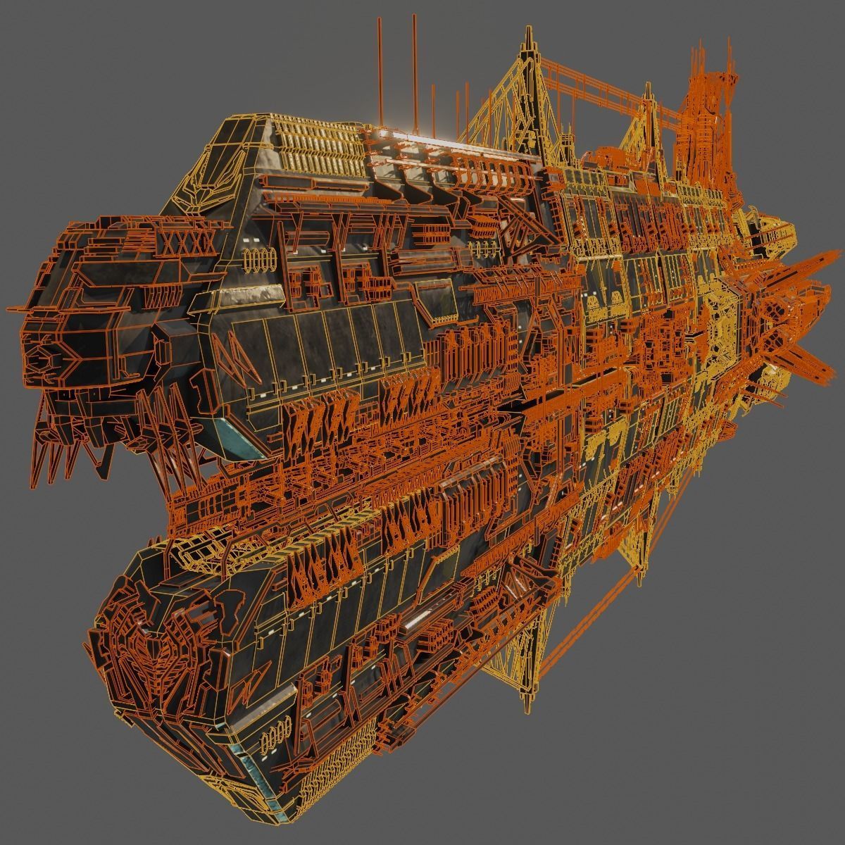 Heavy Skyship Spaceship Classic Style 3D model_13