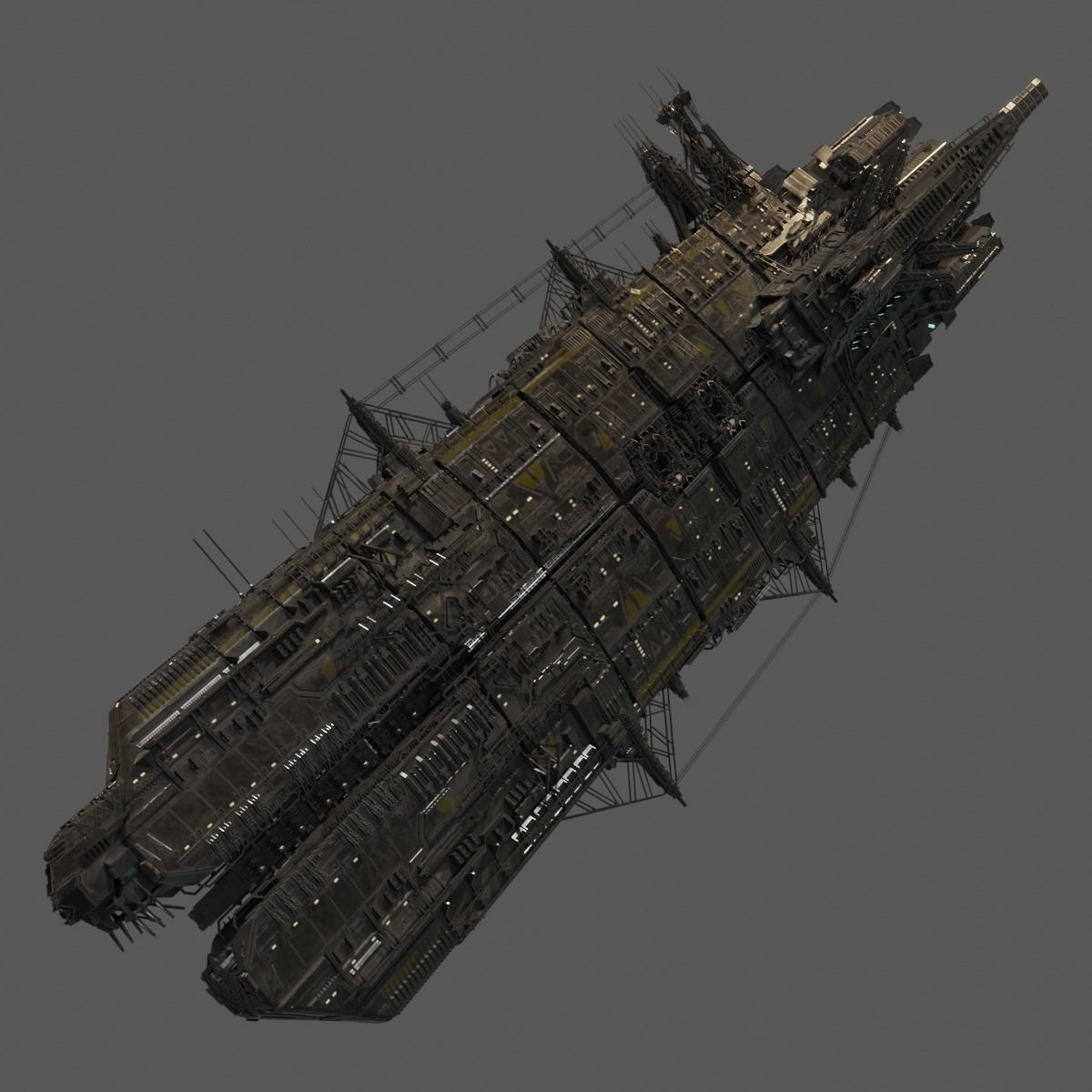 Heavy Skyship Spaceship Classic Style 3D model_4