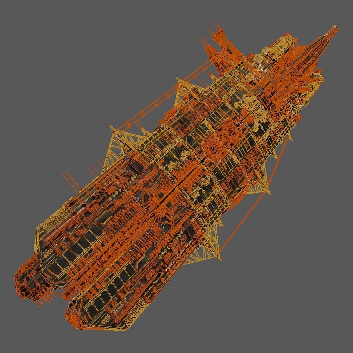 Heavy Skyship Spaceship Classic Style 3D model_14