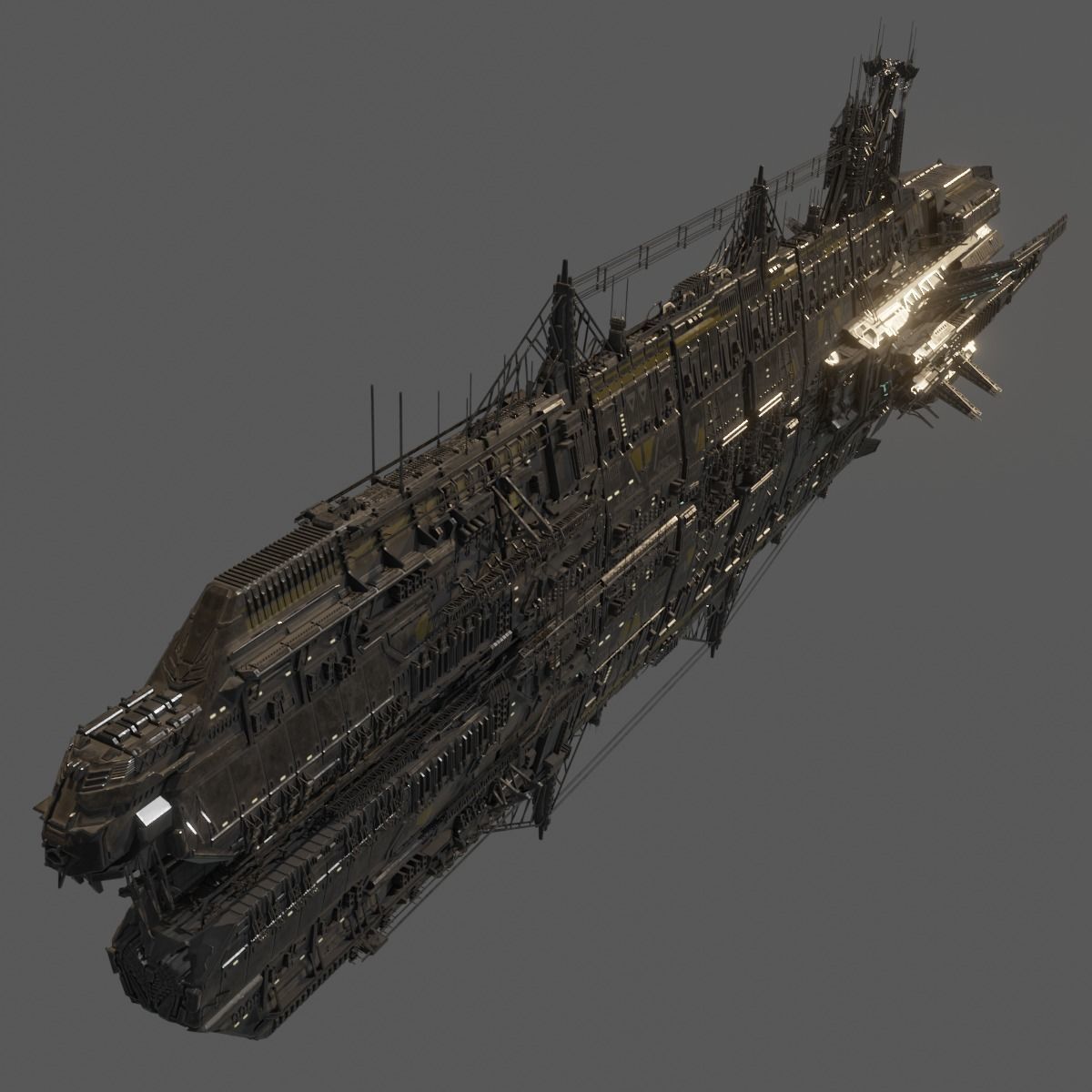 Heavy Skyship Spaceship Classic Style 3D model_10