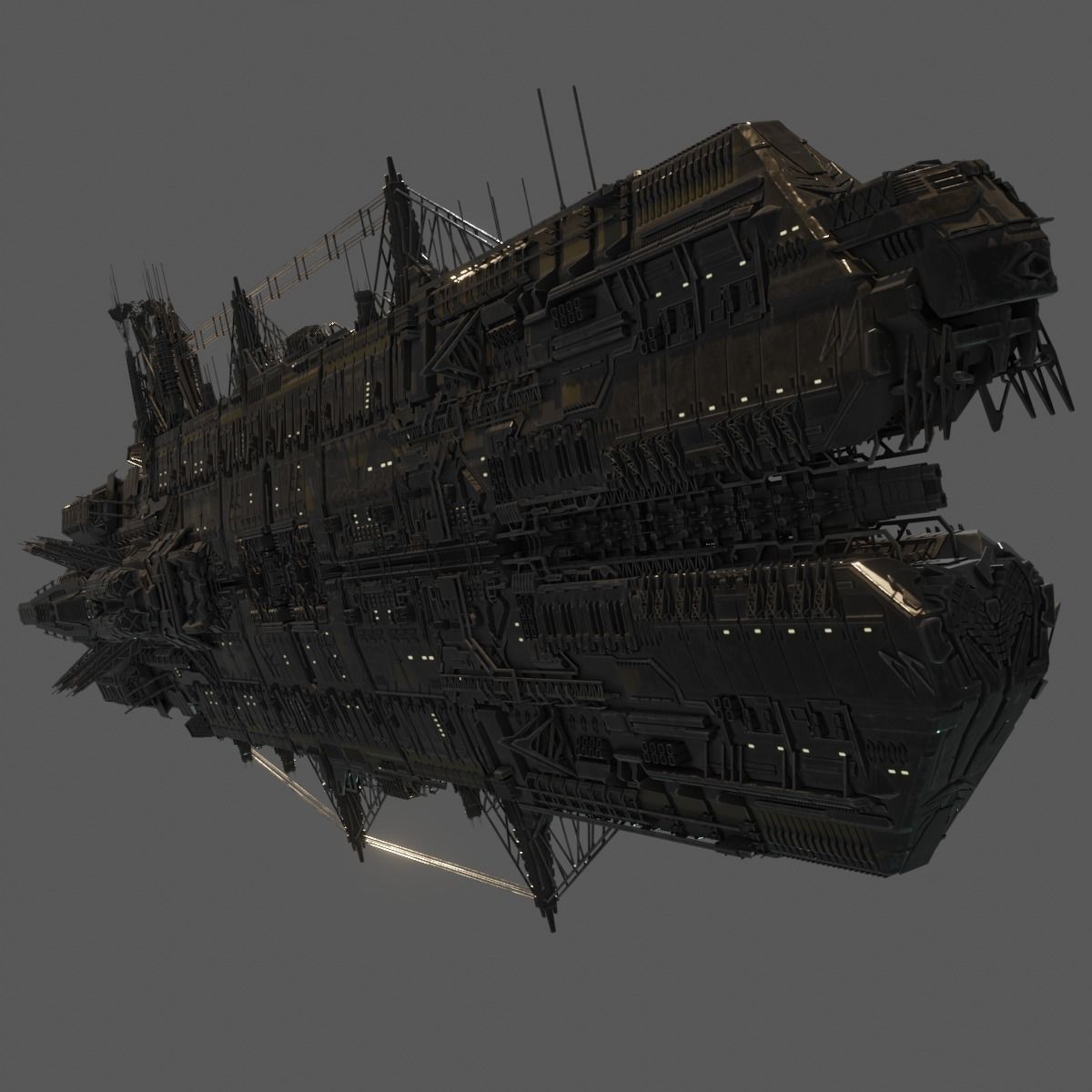 Heavy Skyship Spaceship Classic Style 3D model_7
