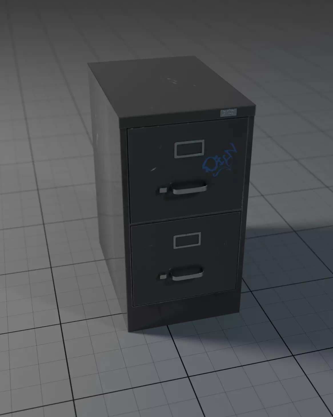 Old File Cabinet Low-poly 3D model_0