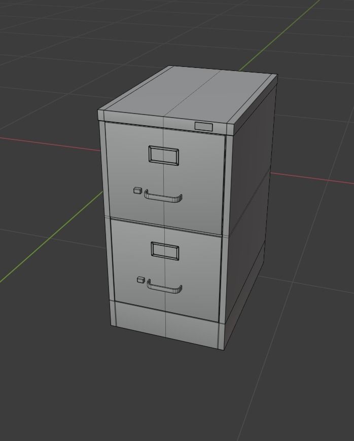 Old File Cabinet Low-poly 3D model_2