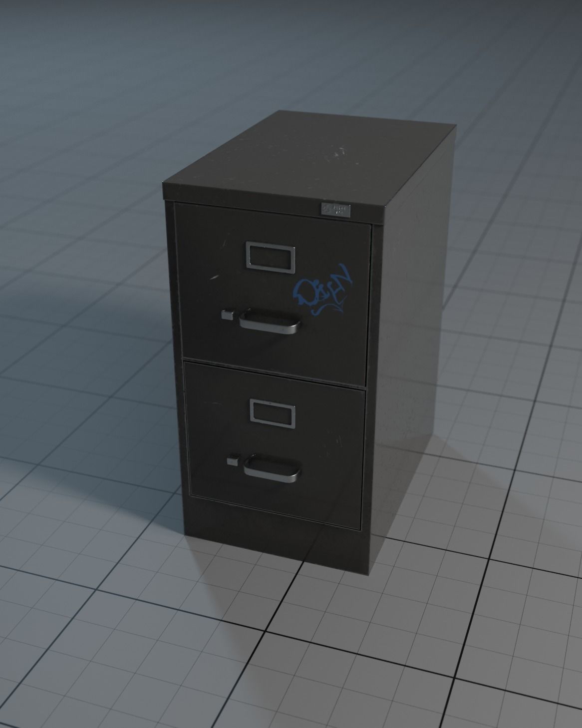 Old File Cabinet Low-poly 3D model_1